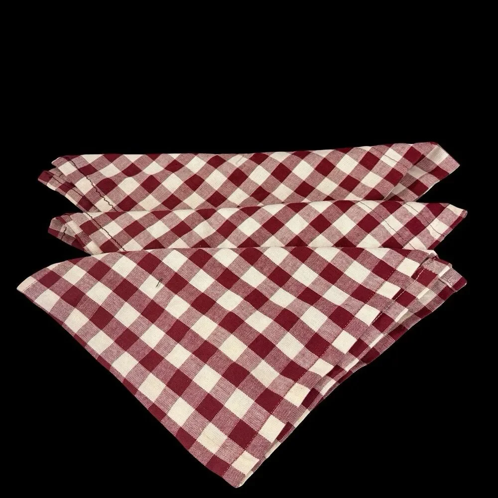 11 Napkins 8 Rings Buffalo Plaid Red Beige 21x11.5 inches Unbranded